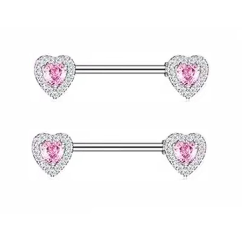 1Pair Pink Butterfly Nipple Piercing Jewelry Shiny Crystal Nipple Rings For Women Girls Heart Nipple Barbells Piercing Pezon