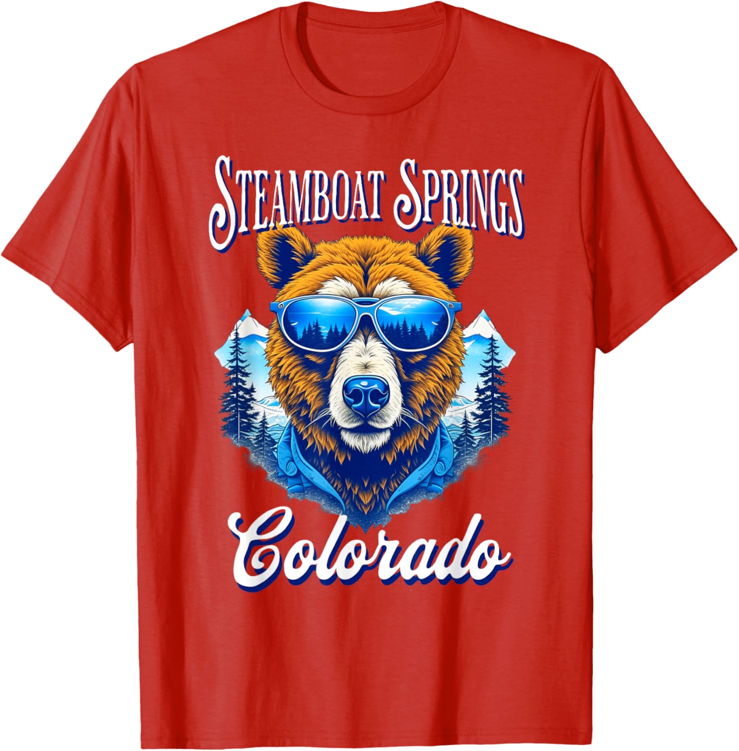 Мужская футболка с графическим принтом Steamboat Springs Bear Sunglasses, повседневная, дышащая, хлопковая S