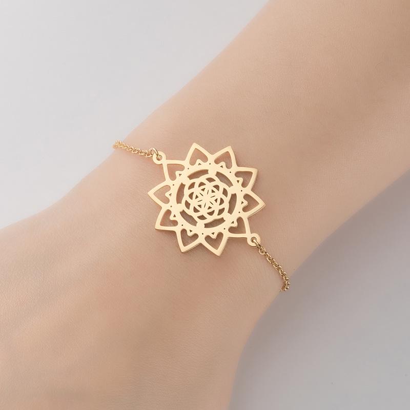 Pulsera Colgante Flor de Mandala de Lujo Ligero Europea y Americana - Diseño Fresco, Sencillo y Único