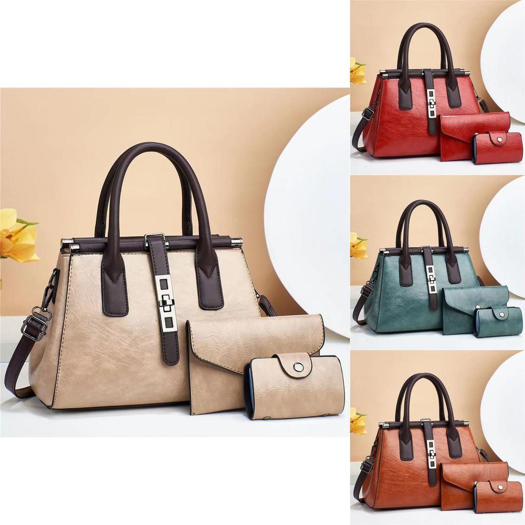 Einfache Umhängetasche Damenmode Große Tasche Dreiteiliges Set Handtasche Muttertasche PU Vielseitig Leicht Verschleißfest Urbaner Minimalistischer Stil