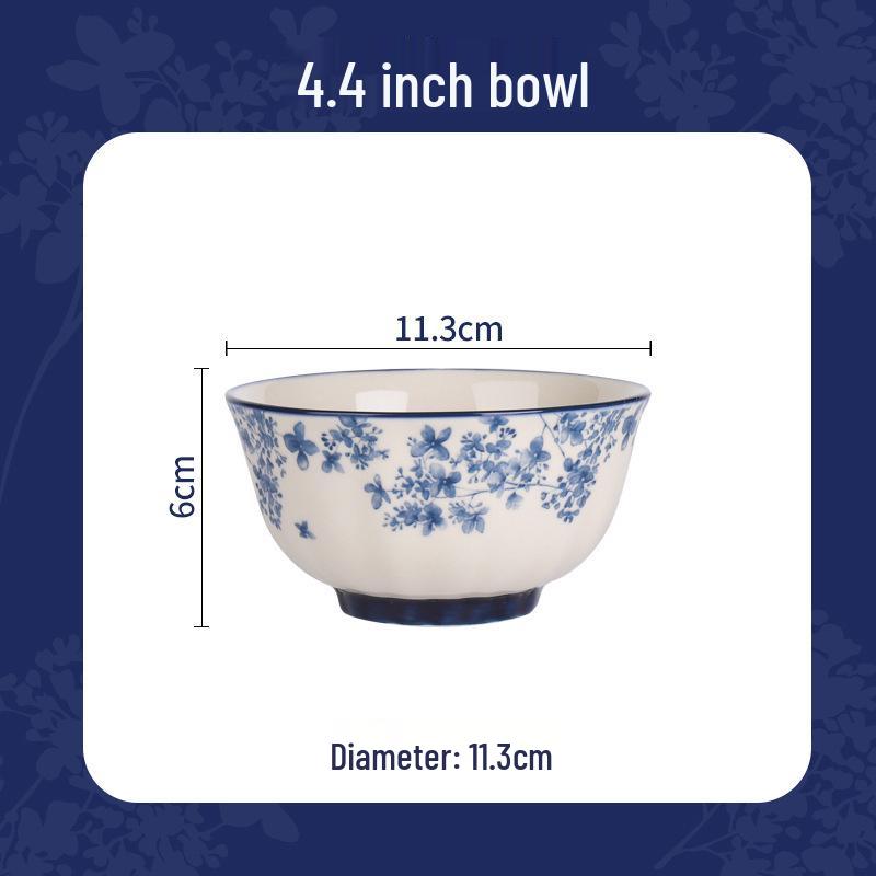 Shunxiang Jialan English Retro Ceramic Bowl & Plate Set - Underglaze Tableware for Soup & Rice.