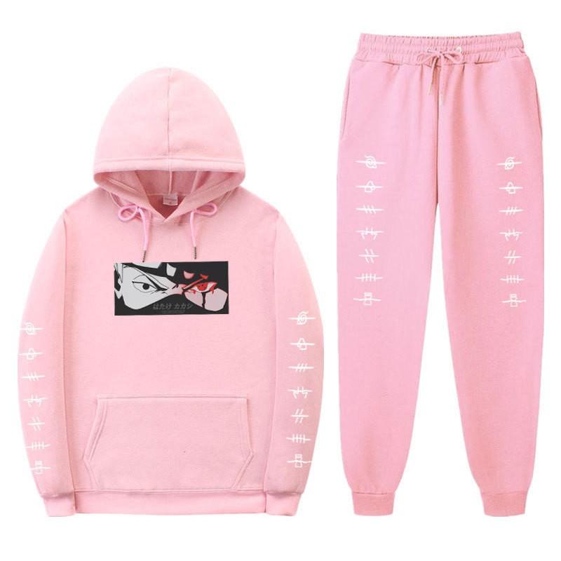 Naruto Kakashi Hooded Fleece Sweatshirt Set Unisex Casual Winter Outfit Long Sleeve Tracksuit