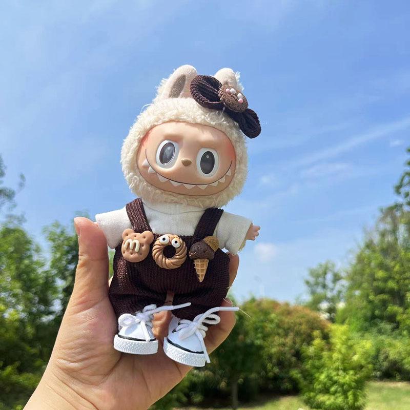 17cm Labubu Doll Clothes: Ice Cream Overalls - Cute Pendant Blind Box