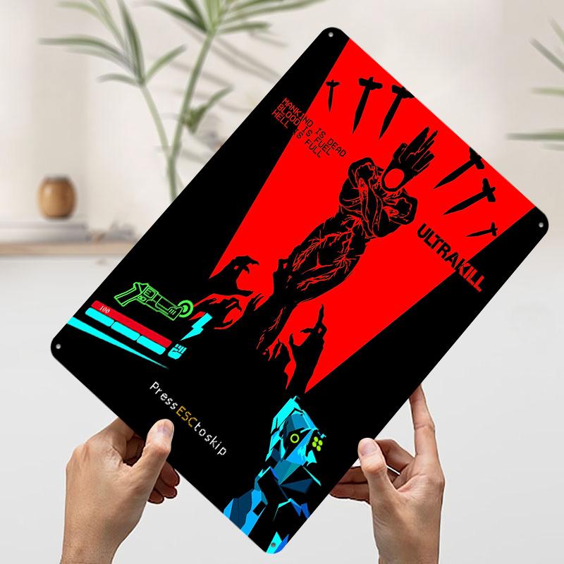 

ULTRAKILL Game Tin Plaque Poster Customized Wall Art Retro Vintage Metal Signs for Man Cave Living Room Decorations Wand Deko 7.9x11.8In(20x30cm)