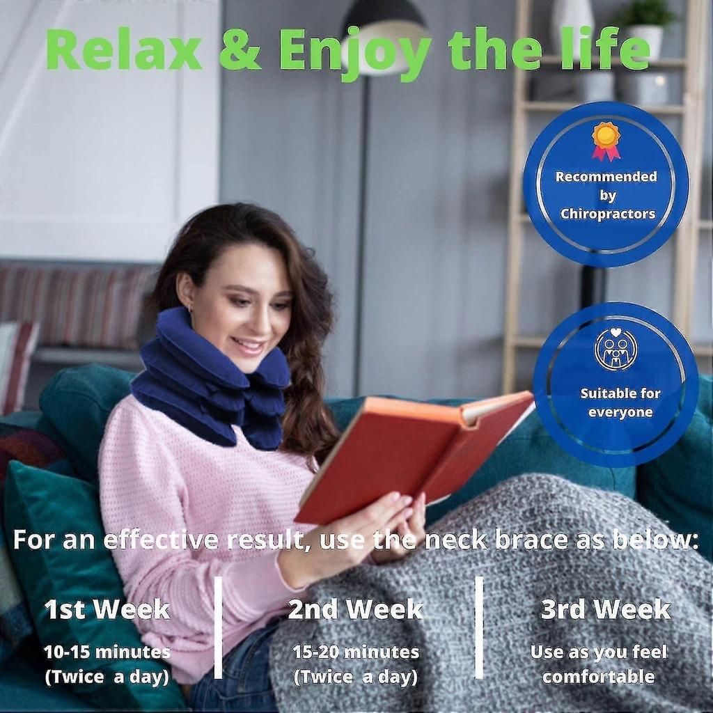 Medized Cervical Neck Stretcher Traction Device, Neck Support Brace, Inflatable & Adjustable Neck Support Pillow Is Ideal For Spine Alignment & Chroni