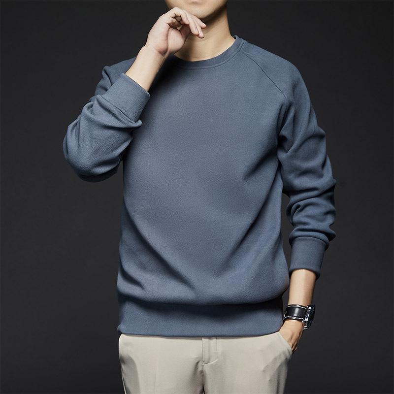 Men's German Fleece Unisex Sweatshirt - Solid Color, Round Neck, Autumn/Winter Collection