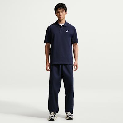 Nike Club Polo Shirts Men's Obsidian Black/White Polo Collar Moderate