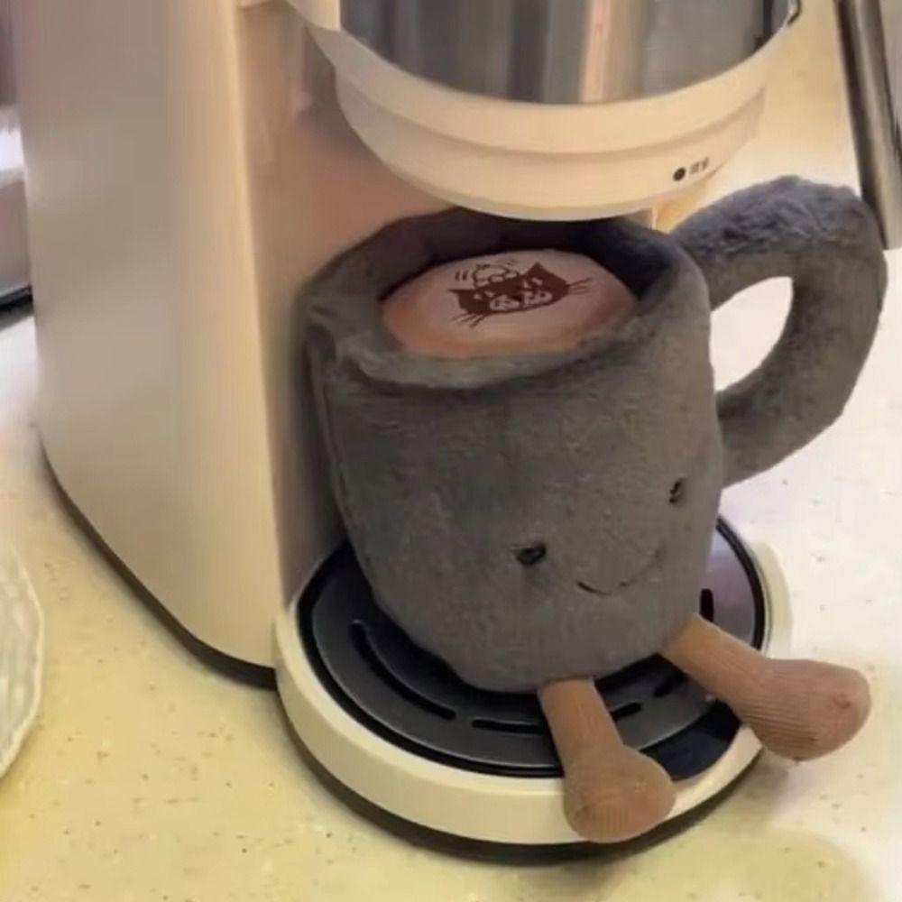 10cm Gelé Katt Morsom Kaffekopp Kawaii Furry Plysjleker Beroligende Søvn Plysjdukke Søt Overraskelsesgave til Gutter Jenter Hjemmedekor