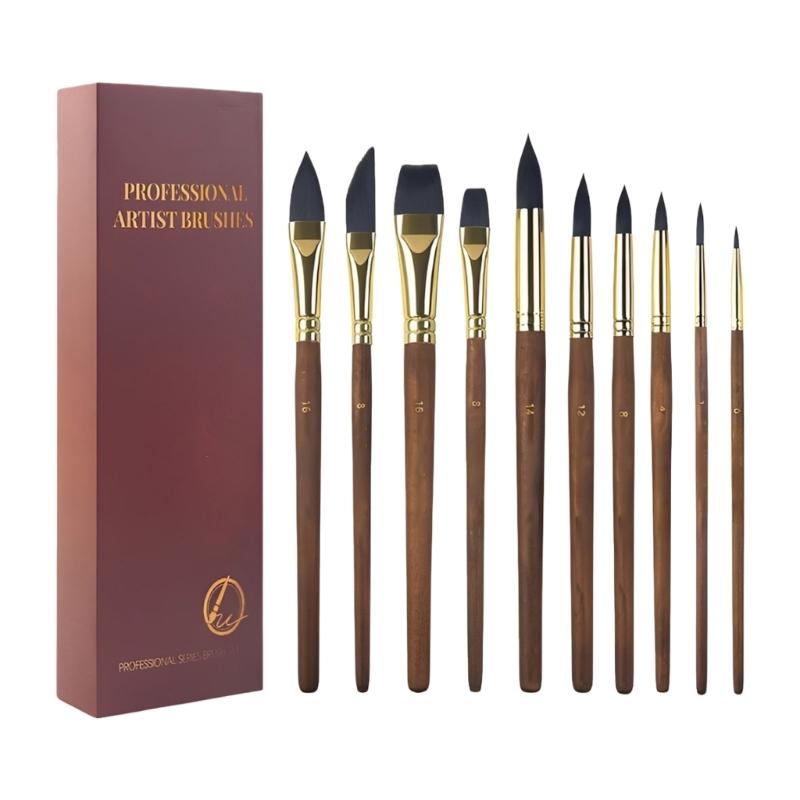 

10Pcs Professional Paint Brushes Wooden Handle Watercolor Brushes Artist Painting Tool For Painting Sketching Drawing 1
