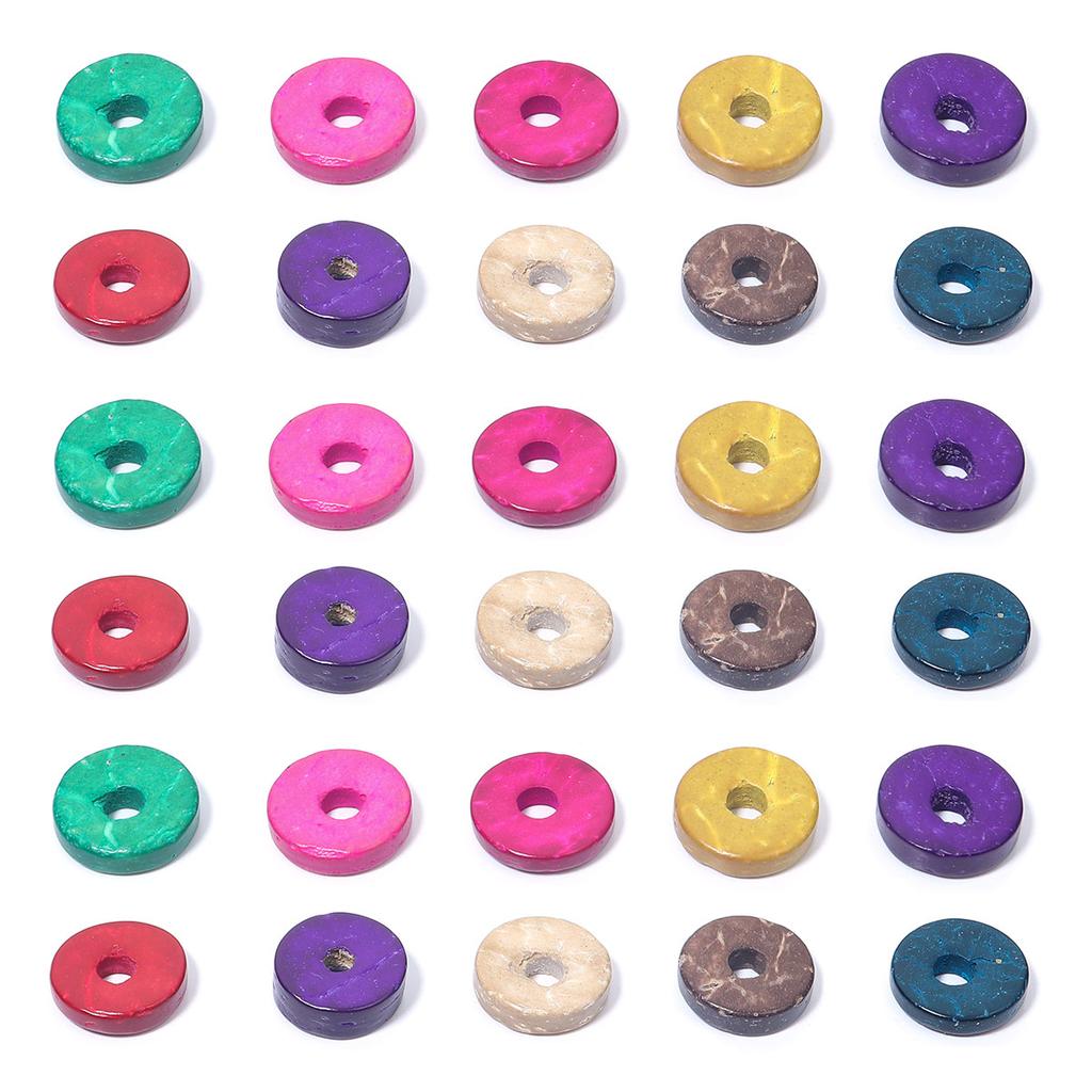 100pcs/lot Colored Button Wooden Beads Big Hole Flat Round Spacer Beads For Jewelry Making DIY Bracelet Necklace Accessories