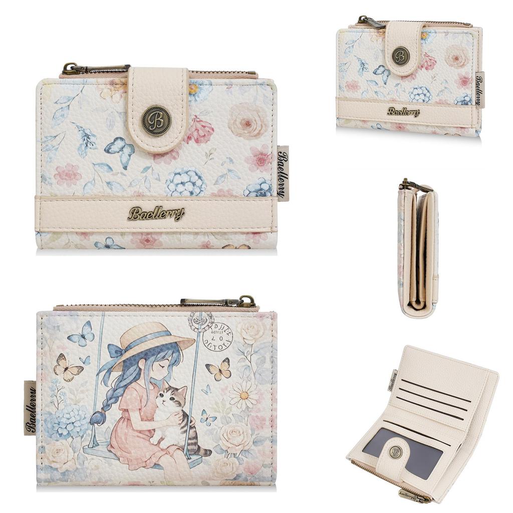 New Women's Korean Style Anime Short Wallet with Multi-Card Slots and Fashion Clasp
