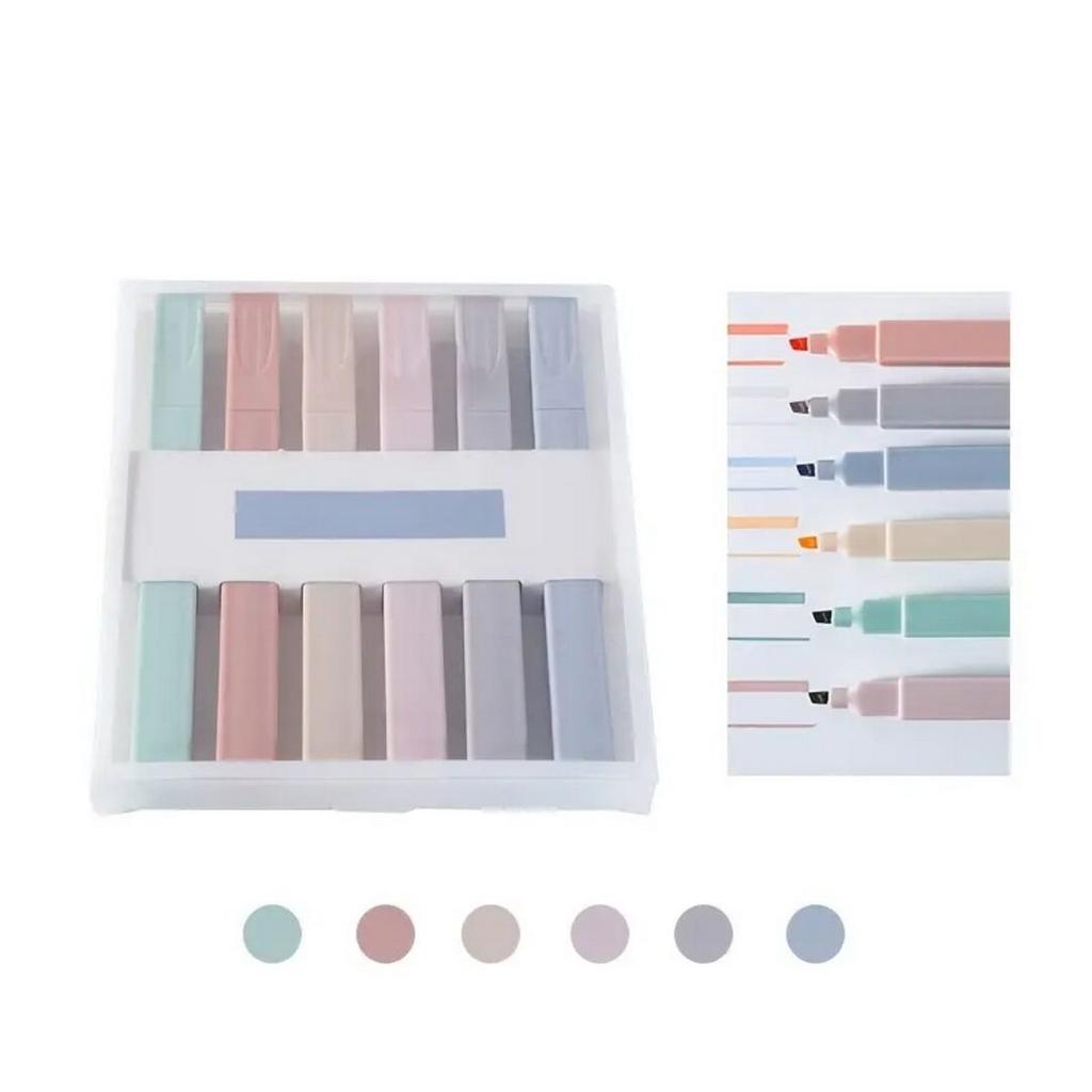 6/12 pz Evidenziatori Estetici Colori Assortiti, Non Sanguinano Con Punta Morbida 6 Colori Penne Marker Estetici Cancelleria