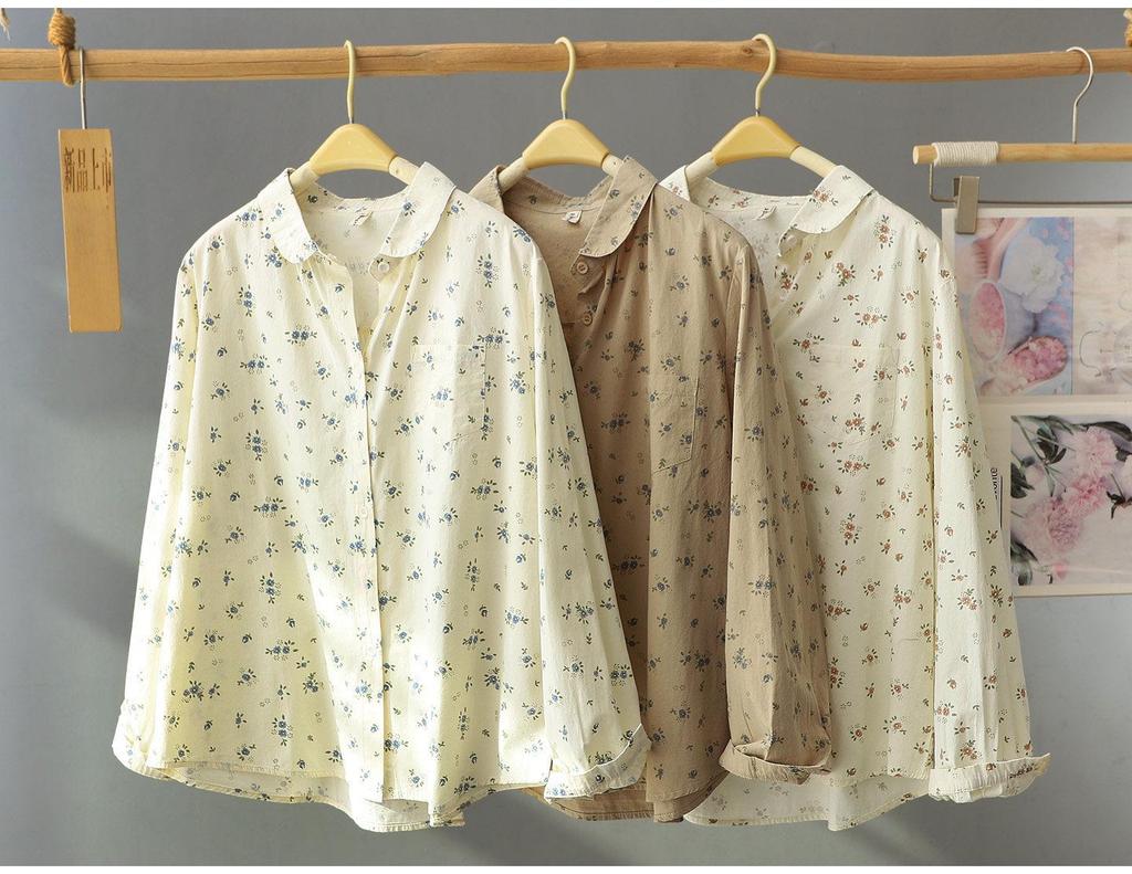 Women's Floral Print Cotton Long Sleeve Shirt - 2026 Spring Collection
