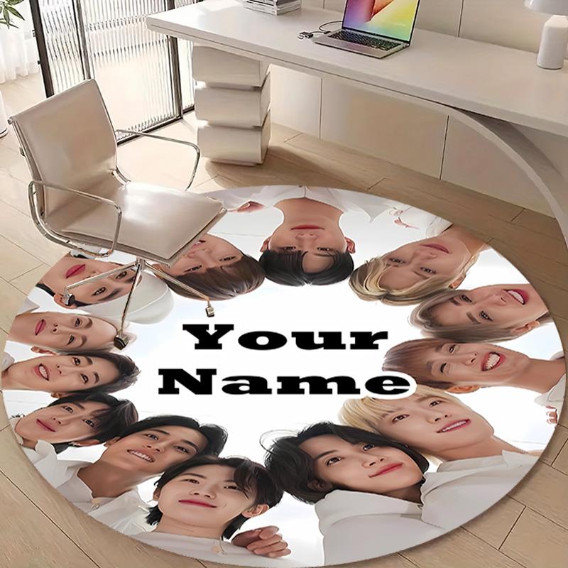 Personalized K-Kpop Team Round Chair Office Rug - Perfect for Mat, Office Chair & More - Ideal Gift for Birthdays and Holidays