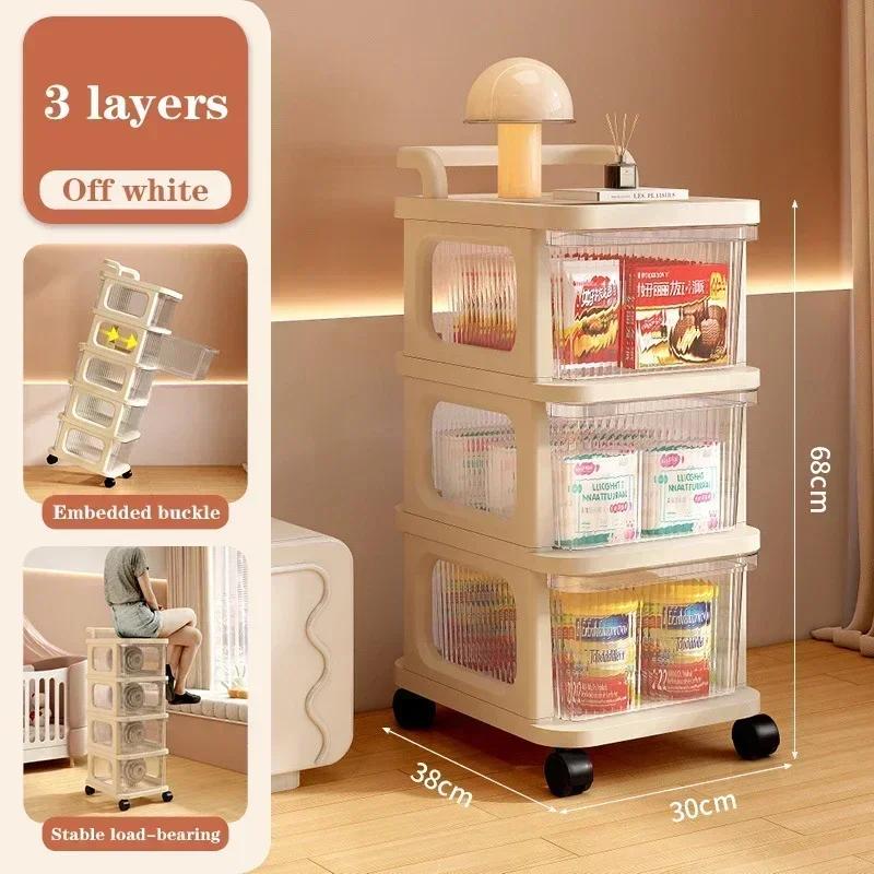 Transparent Trolley Drawer-Type Multifunction Acrylic Snack Toy Organizer Cabinet Multi-Layer Simple Cart Drawer Storage Shelves