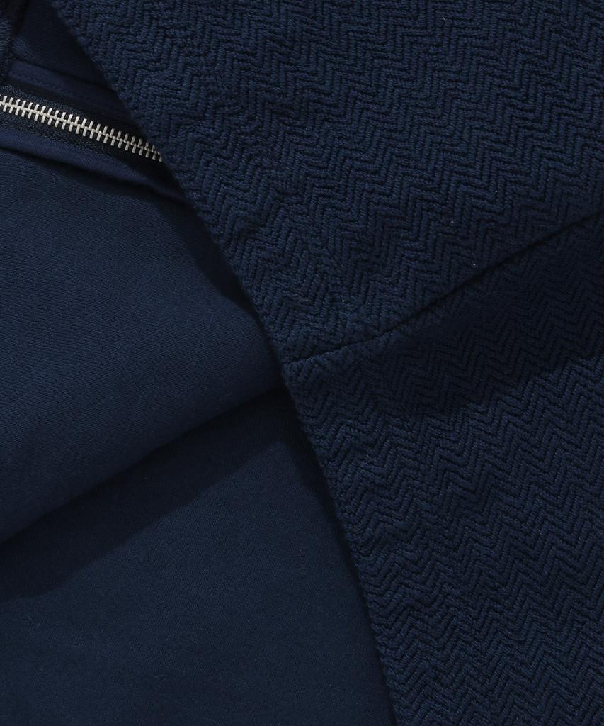COVERNAT Herringbone Zip-Up Hoodie Navy