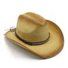 Rigid Straw Knight Hat Western Panama Cowboy Hat Spring Summer Men'S Sun Hat