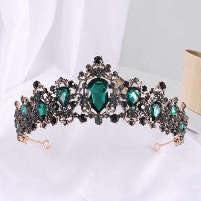 Corona Nuziale Barocca Vintage Color Strass Corona Dorata Cerchietto Accessori Abito da Sposa Copricapo