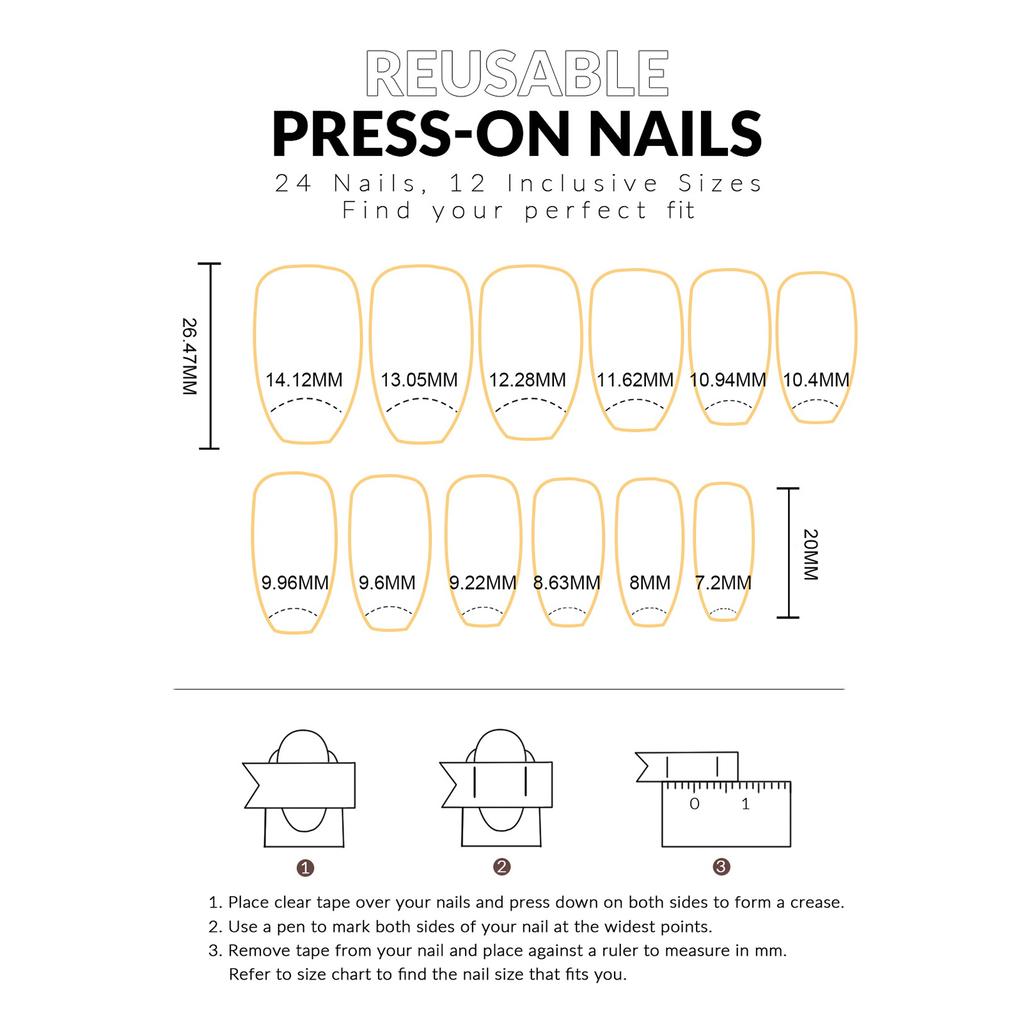 French Medium Length False Nails 24Pcs Lightweight Comfort Fit Manicure Kit for Daily and Special Occasions