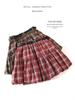 Women's Vintage Plaid A-line High-Waisted Short Skirt - Autumn Slimming, Anti-Exposure, Fluffy Bud Shape