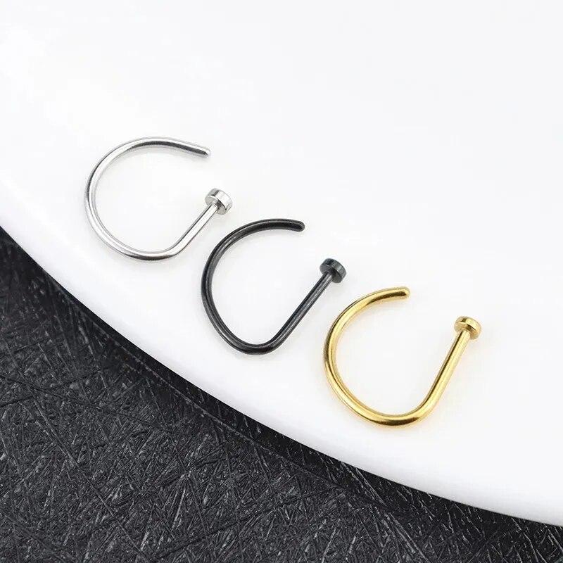 Punk Women Men Fake Piering Nose Ring Earrings Fashion Non Piercing Nose Clip Stainless Steel Perforation Septum Body Jewelry