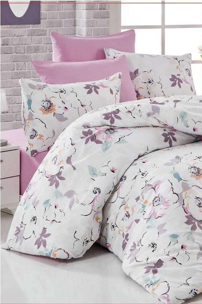 Çift Kişilik Nevresim Takımı Pamuklu Lavanta Baharı