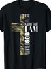 Unisexs Meditation Tshirt With The Words Know God Printed On It Black Background With Green Camouflage Cross Short Sleeved Shirt