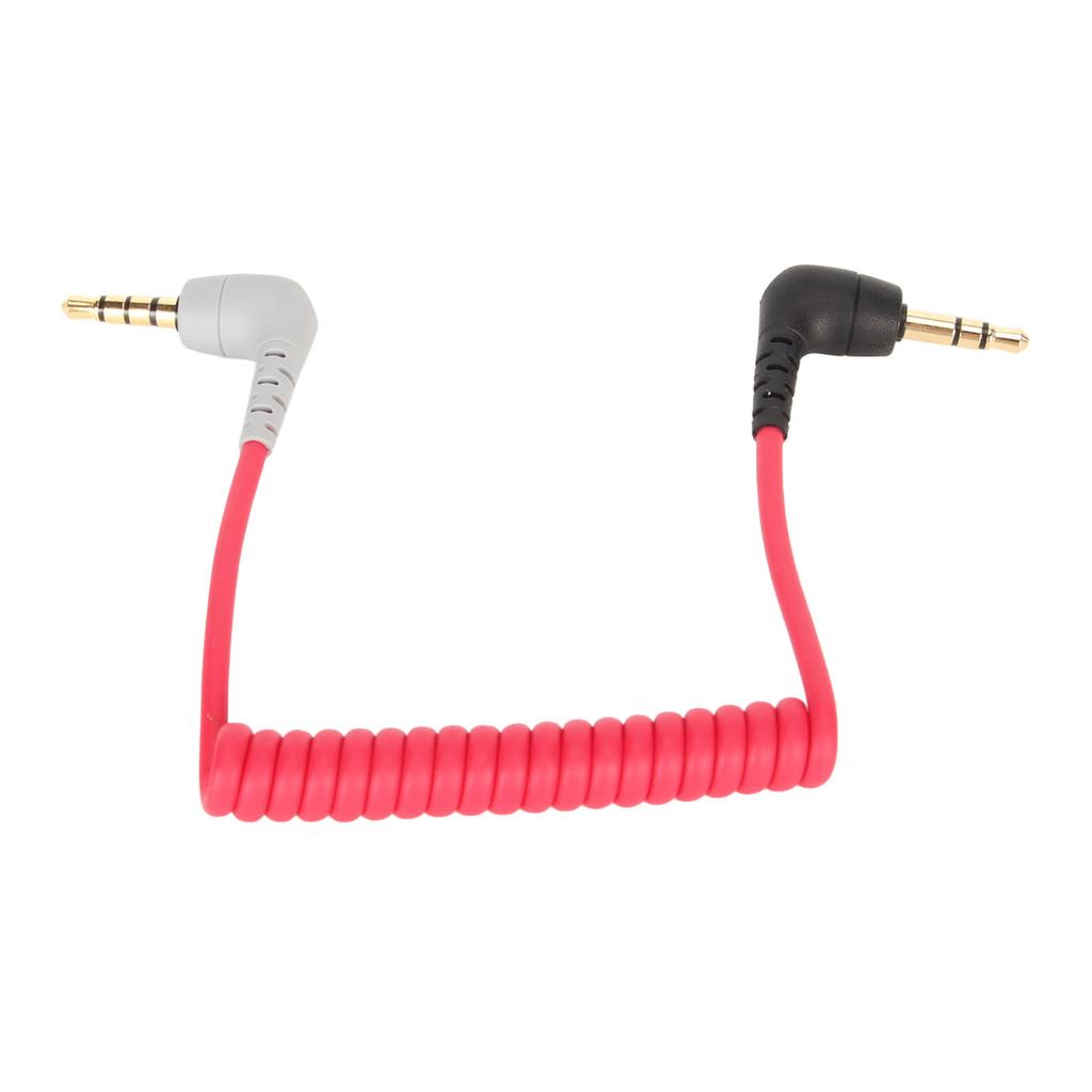 3.5mm to 3.5mm TRRS Cable Male to Male Coiled Right Angle 3.5mm Microphone Patch Cord for Phone Tablet for Rode SC7