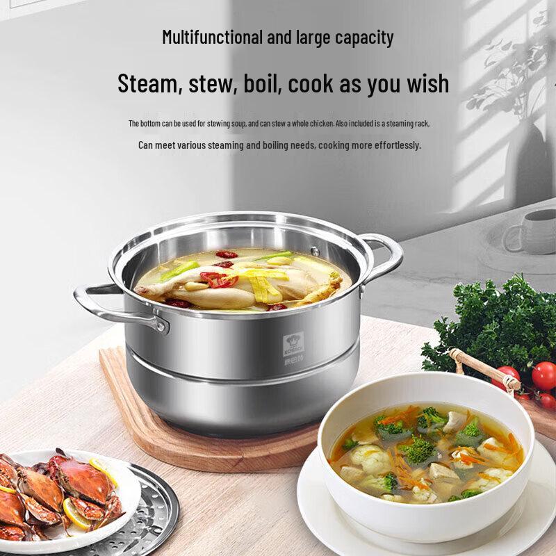 Kobach 28cm 304 Stainless Steel Multi-function Double-Layer Steamer