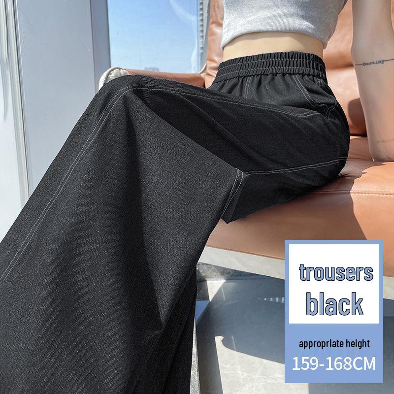 

Women s 2026 Summer Ice Silk Wide-Leg Denim Pants - Thin Casual Straight-Leg Nine-Point Style S (85-98 Jin)