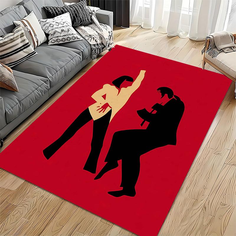 Retro Dance Silhouette Carpet suitable as a non-slip mat for the living room or bedroom sofa
