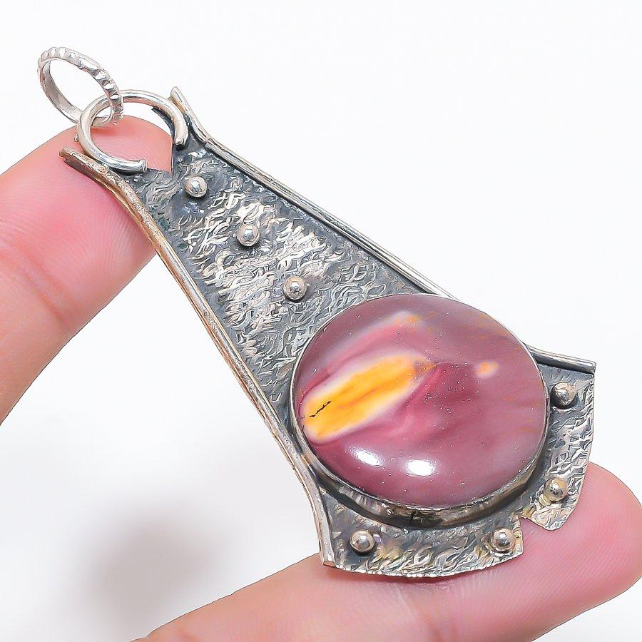 Natural Mookaite Gemstone 925 Sterling Silver Jewelry Pendant 2.99" Y9t20