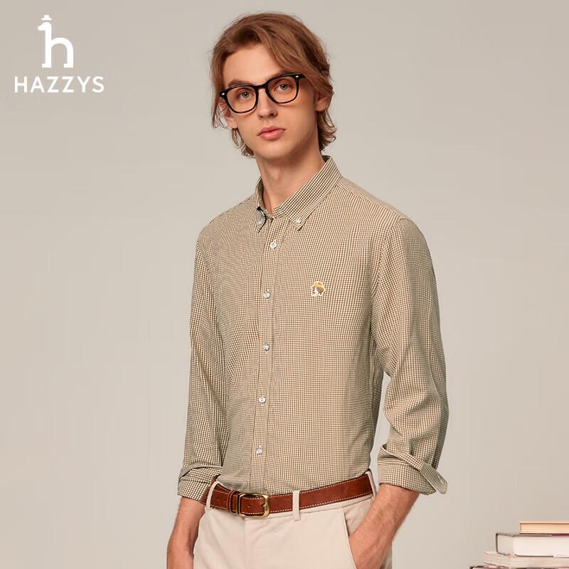 HAZZYS Men's Checkered Long-Sleeve Shirt ASCZK1BCI48