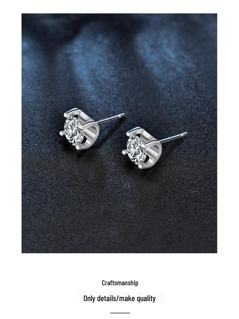 Elegant Bull Head Diamond Stud Earrings: D Color Moissanite In S925 Sterling Silver with PT95 Platinum Plating