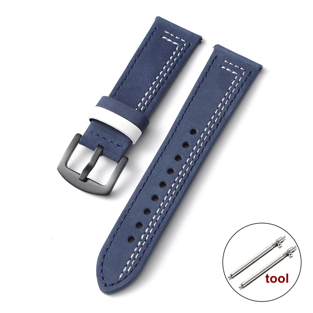 Vintage Genuine Leather Watch Strap 20mm 22mm Quick Release Hand Stitching for Men Women Wristband for Huawei Watch GT5/GT4 Belt