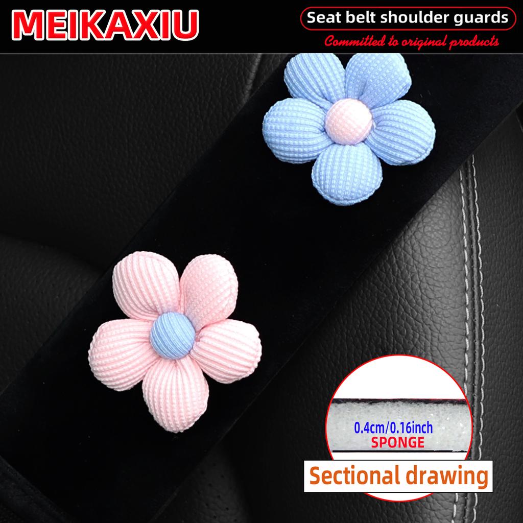 Multi-color flower plush comfortable car shoulder cover seat belt decoration car decoration fashionable business pink women's us