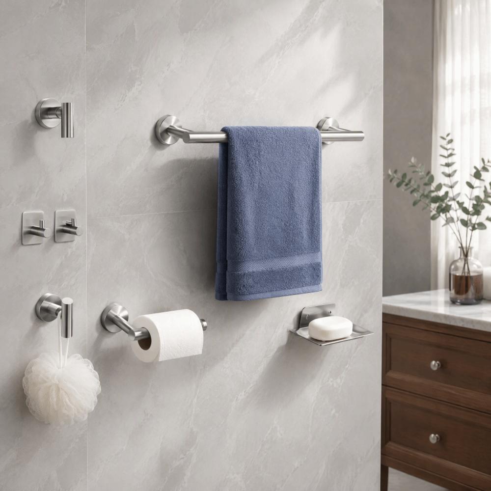 7 Piece SUS304 Stainless Steel Bathroom Hardware Kit Wall Mounted Towel Rack Bathroom