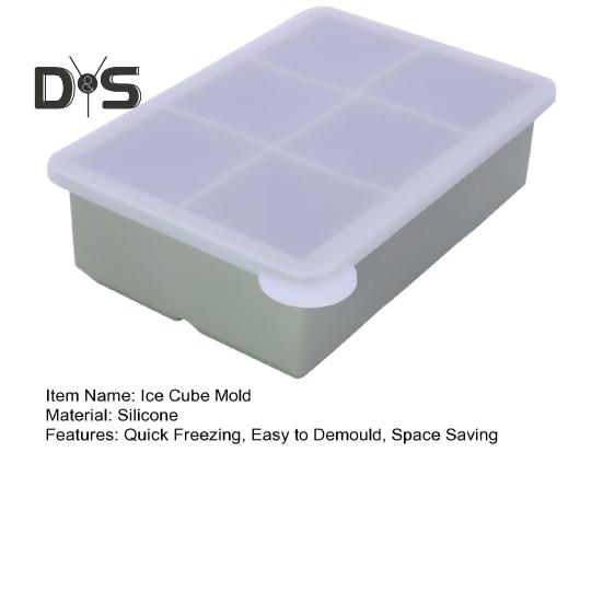 Large Square Ice Cube Tray with Lid Stackable Space Saving Ice Maker Easy Release Whiskey Cocktail Ice Cube Molds for Freezer Herbs