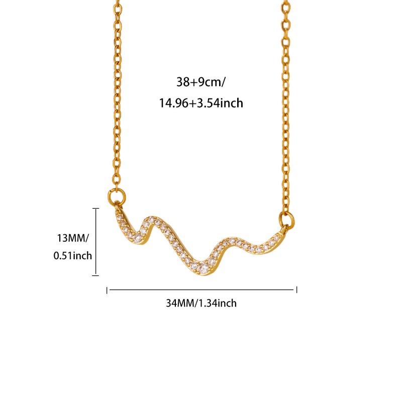 Niche design wave necklace women's light luxury zircon collarbone chain neck chain new corrugated pendant
