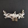 SLBRIDAL Handgefertigte Porzellanblume Blatt Süßwasserperlen Braut-Haarkamm Hochzeits-Haarband Haarschmuck Damen Schmuck