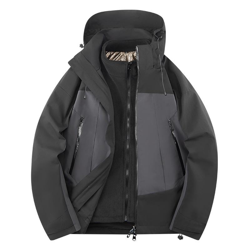 Jacket Three-in-one Removable Windproof, Waterproof and Warm Color Matching Men's and Women's Mountaineering Jackets