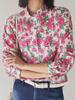 Retro Caroline Rose Print Cotton Long Sleeve Women's Shirt with Double Pockets