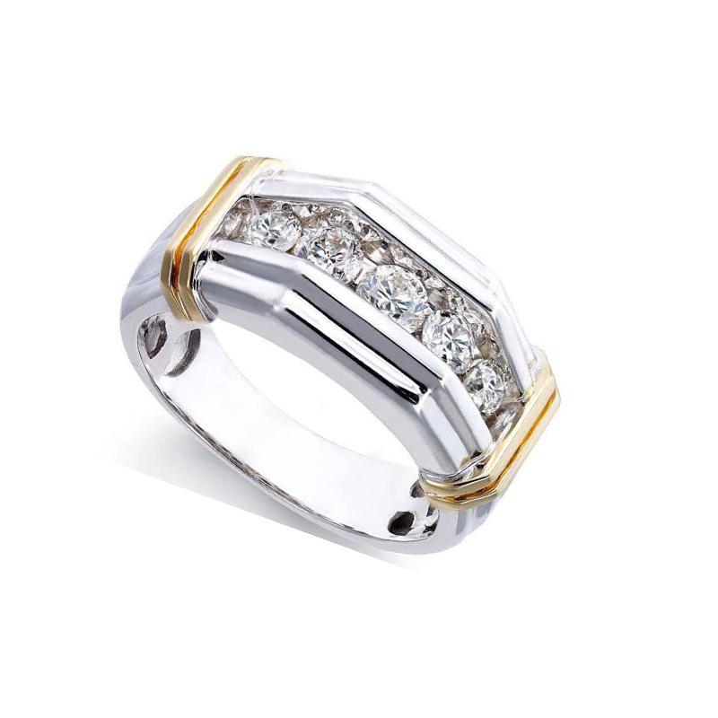 

Модное двухцветное кольцо Chenrui с цирконом - Европейский и американский стиль Size 8