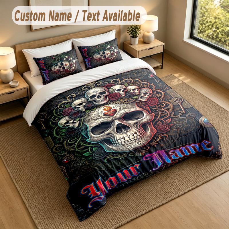 Decorative Artwork Theme Personalized 3Pcs Bedding Set Custom Text & Name 1 Sheet 2 Pillowcases Household Bedding 1pc