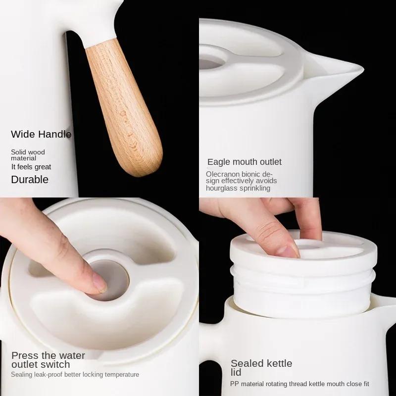 2024 1L Large Capacity Thermos Nordic Thermal Insulation Kettle Household Thermal Insulation Pot Glass Liner Thermos Hot Water Bottle for