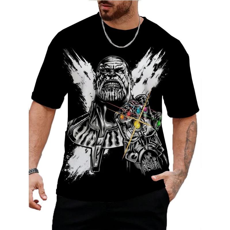 Men's 2026 Thanos Pattern Printed T-shirt Printed Round Neck Short Sleeve Fashionable and Comfortable Men's Summer Clothing
