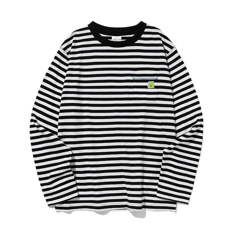 KIRSH X Misaki Kawai Artwork Striped T-Shirt [Black]