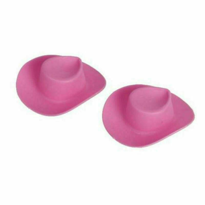 10Pcs/Bag Plastic Mini Cute Western Cowgirl Cowboy Doll Pink Hat Toys Accessories for Miniature Toy Party
