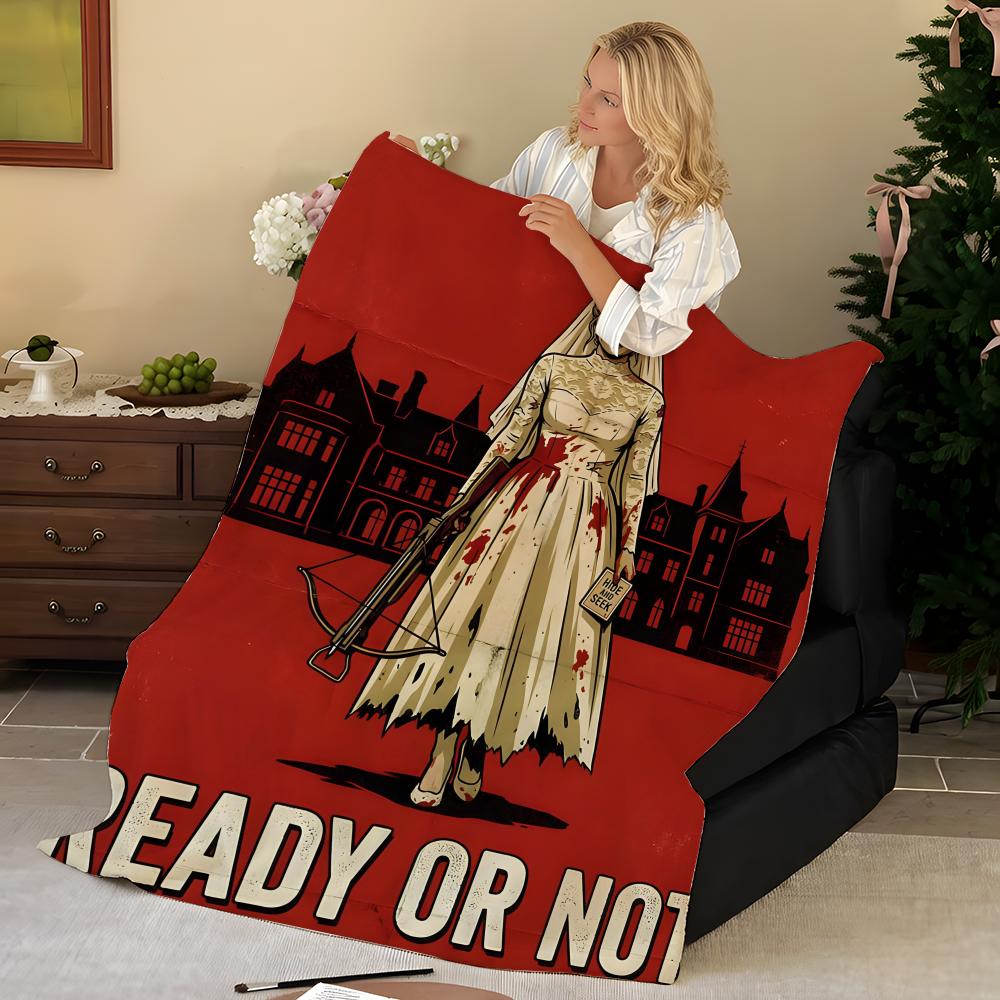 Movie R-ReadyorNot Throw Flannel Blanket, Soft Warm, Durable & Washable cute Cool