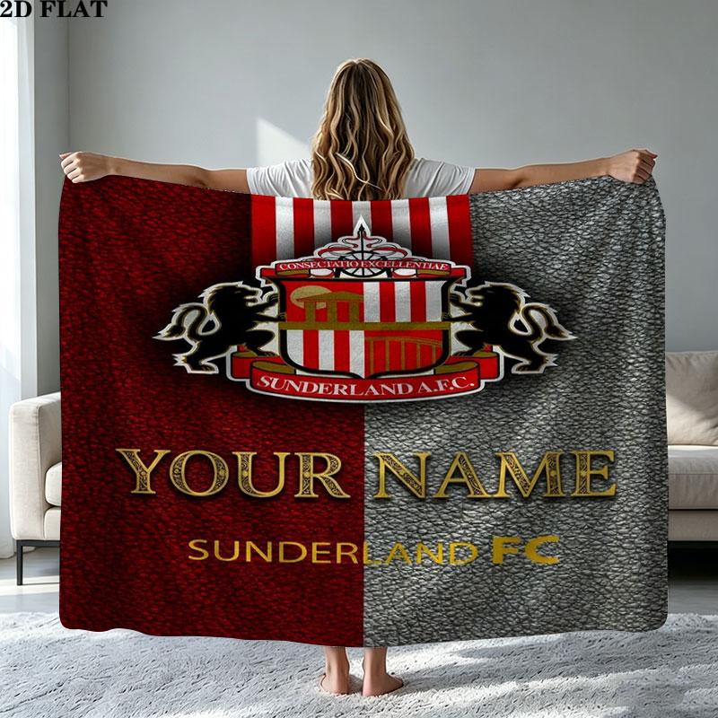 1PC Sunderland A.F Custom Name Patterned Flannel Blanket Suitable For All Seasons for Home Decor Warmth and Comfort Gifts Holiday Present